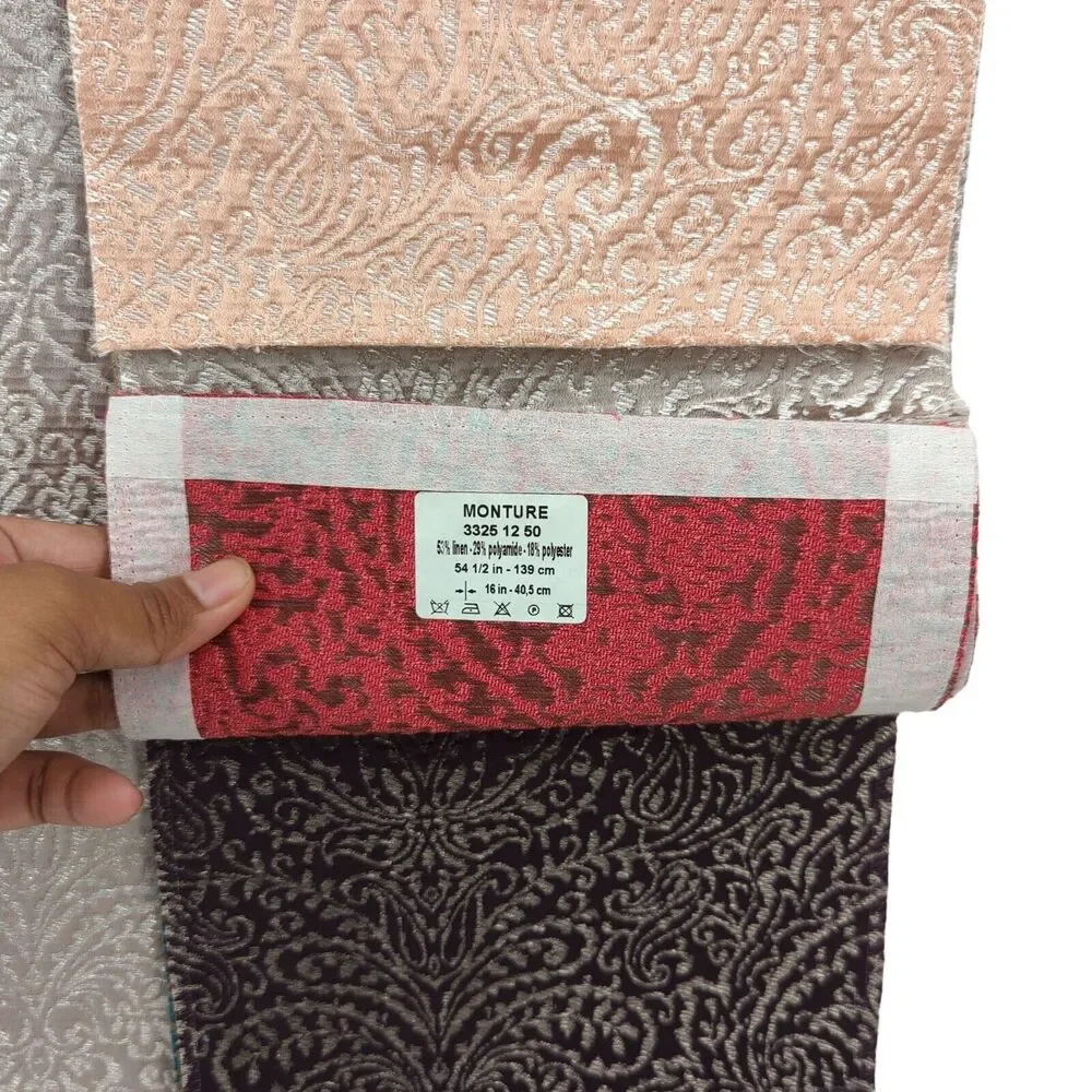 CASAMANCE Monture Sample Book Fabric 12 Swatches Silver Damask Metallic 33 x 27